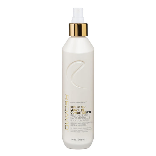 Redavid Orchid Oil Leave-In bottle showing frizz control and radiant shine