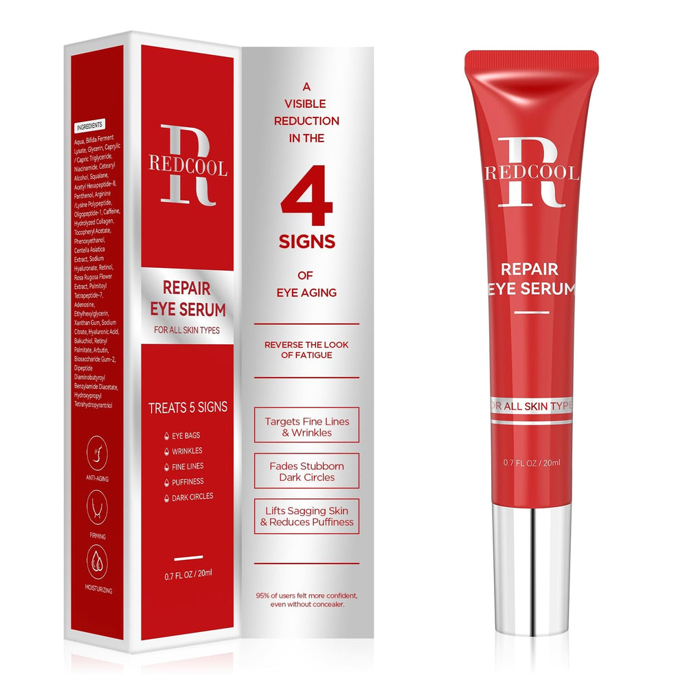 Redcool caffeine eye serum application routine for quick under-eye refreshment