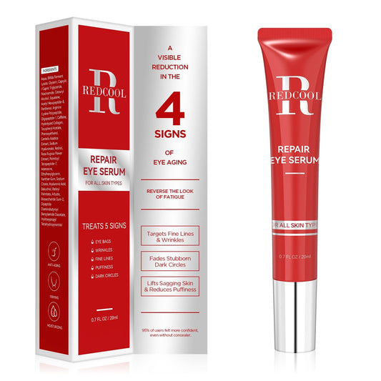 Redcool caffeine eye serum application routine for quick under-eye refreshment