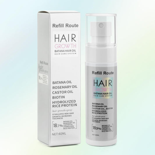 Refill Route Batana Oil Hair Growth Spray bottle for easy daily use