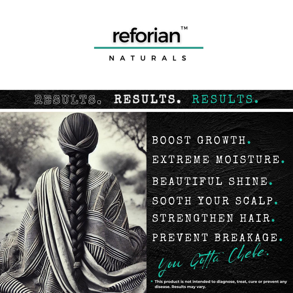 REFORIAN Chebe Oil hair scalp massage demonstrates root-to-tip application.