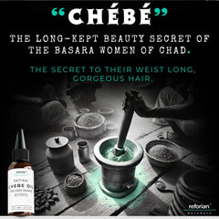 REFORIAN Chebe Oil packaging displays organic label and usage guidance.