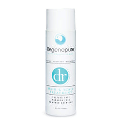REGENEPURE DR Shampoo bottle on shelf highlighting sulfate-free formula.