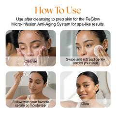 Daily-use ReGlow EpiClear pad showing gentle exfoliation and pore-softening effect.