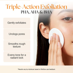 Dual-texture pad prepping skin for serums and treatments.