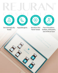 REJURAN serum ingredients visual highlights lactic and salicylic acids for gentle exfoliation.