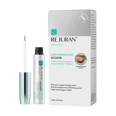 REJURAN Advanced Lash Enhancing Booster bottle close-up for daily lash nourishment.