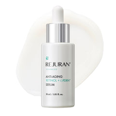 REJURAN Advanced Retinol + c-PDRN serum bottle highlights anti-aging care.