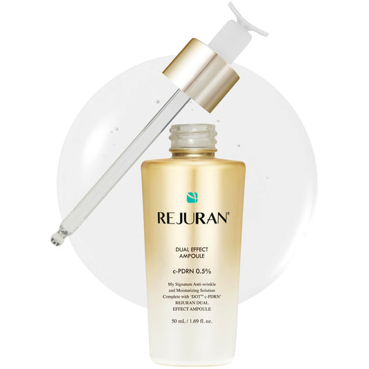 REJURAN Dual Effect Ampoule bottle close-up for rejuvenation and elasticity