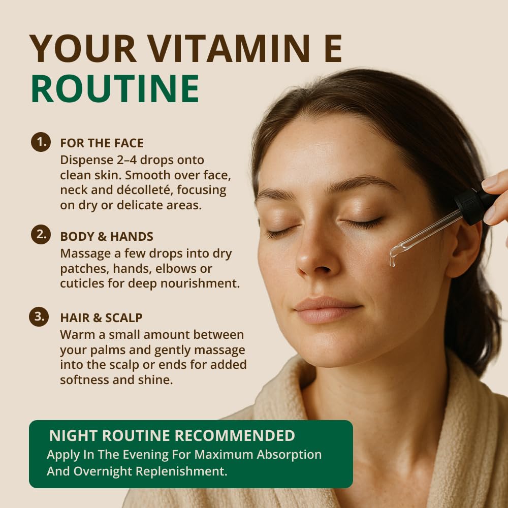 RejuveNaturals Vitamin E Oil on skin application for smooth texture.