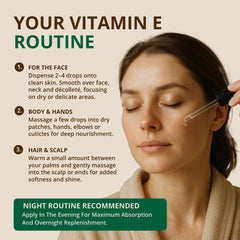 RejuveNaturals Vitamin E Oil on skin application for smooth texture.