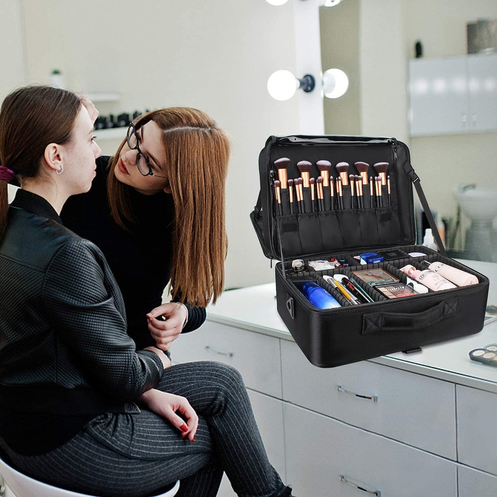 Relavel extra large makeup case dimensions 16.5 by 12.6 by 7.3 inches.