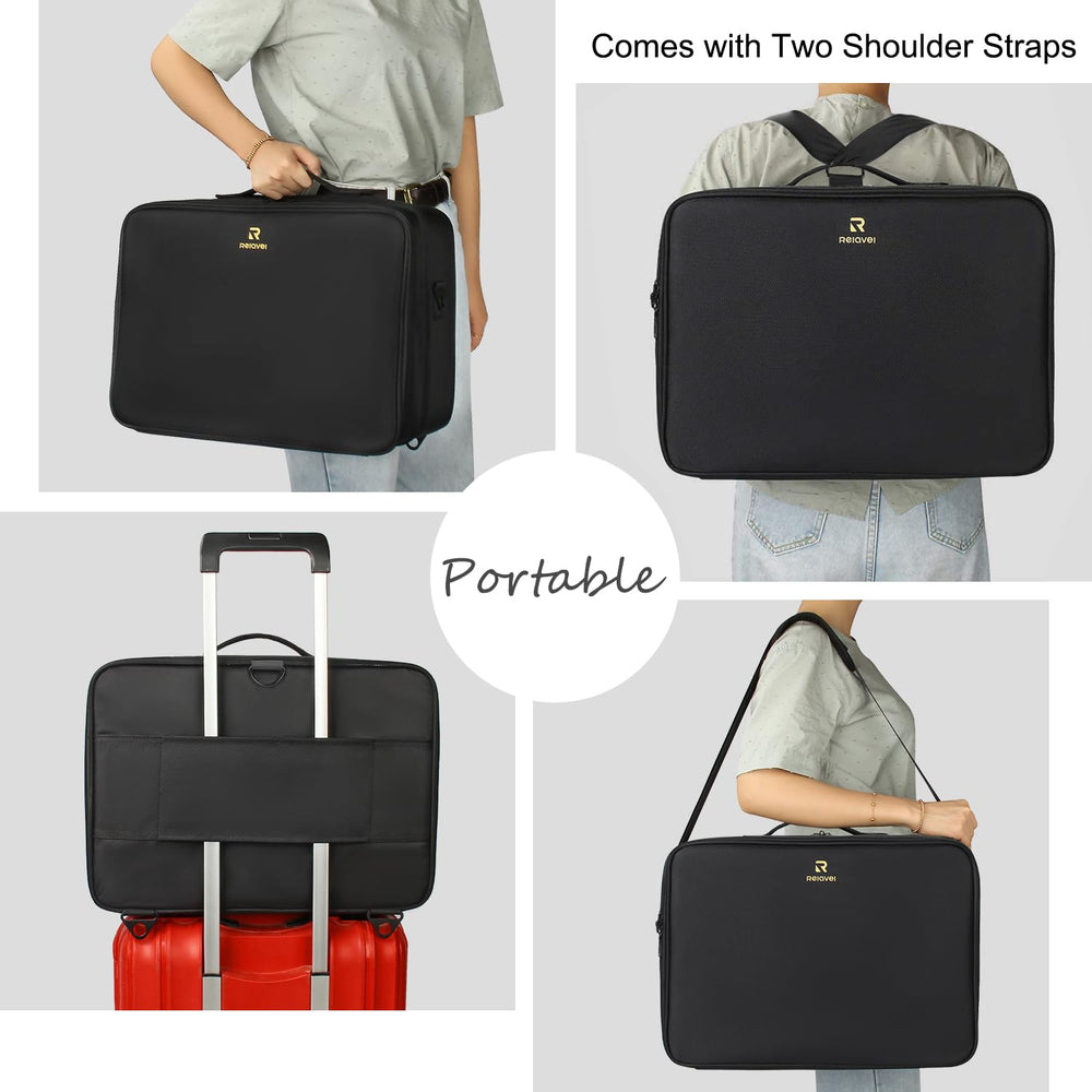 Relavel extra large makeup case trolley attachment ready for travel.