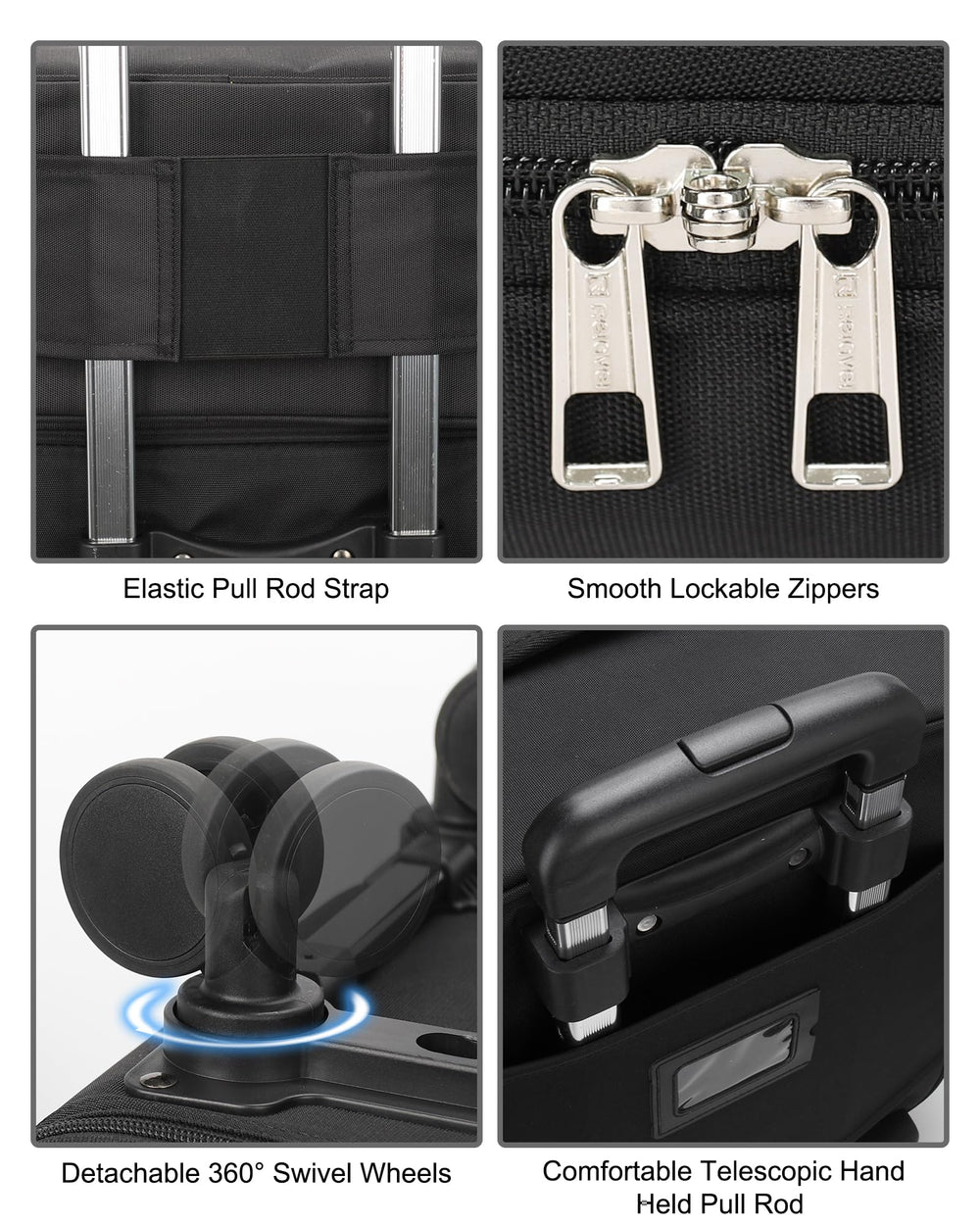Relavel rolling makeup case side view with smooth 360-degree wheels