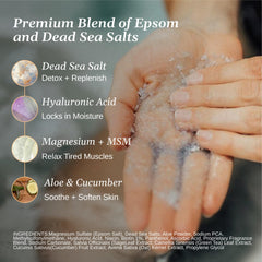 Relax Spa & Bath salts jar close-up highlights the blend for soaking sessions.