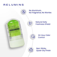 Packaging view of Relumins Aloe Vera Crystal Deodorant 60g, travel-ready