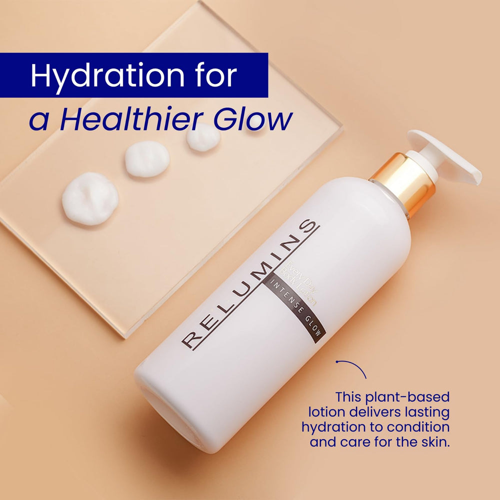 Relumins Intense Glow Body Lotion texture appears smooth and velvety