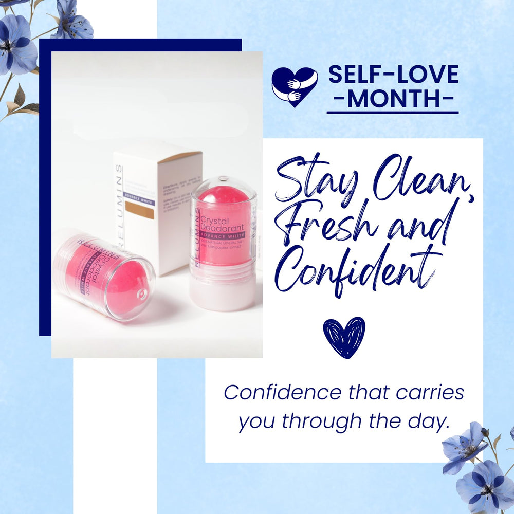 Relumins Mangosteen Crystal Deodorant roll-on application enables quick, streak-free use.