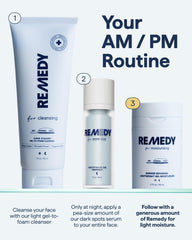 Remedy Science dermatologist-tested badge signals trusted skincare guidance.