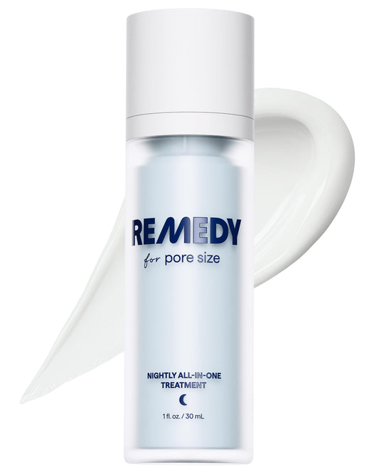 Remedy Science Pore Size Serum bottle front view for pore refinement at night