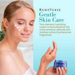 Hand applying RemeVerse Radiation Cream demonstrates smooth texture for daily use