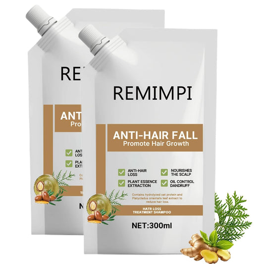 Remimpi Anti Hair Loss Shampoo bottle for all hair types, gentle cleansing.