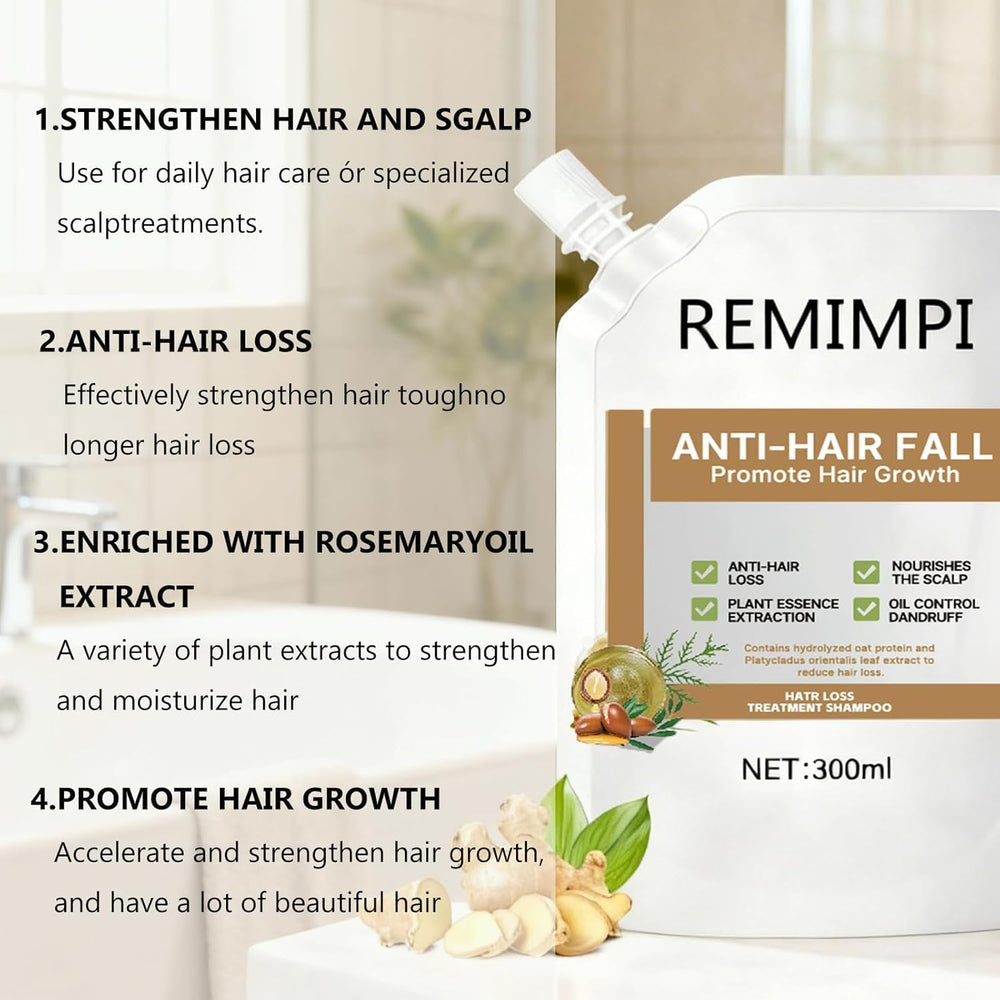 Remimpi Anti Hair Loss Shampoo foam showing rich lather for cleansing.