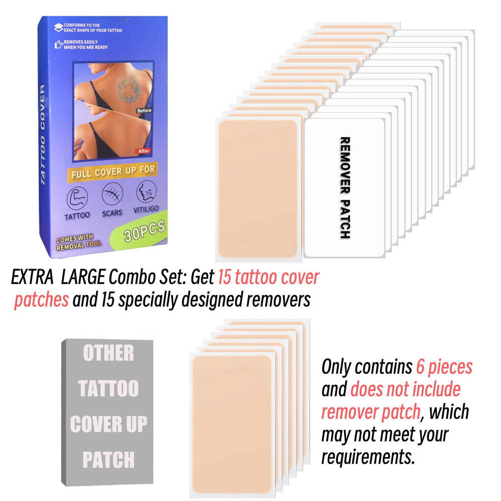 Remover sticker for tattoo cover-up patch enabling gentle removal.