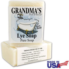 Remwood Grandma's Lye Soap ingredients; all-natural formulation for gentle cleansing.
