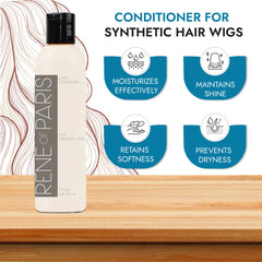 Rene of Paris conditioner applied to a synthetic wig for smooth styling.