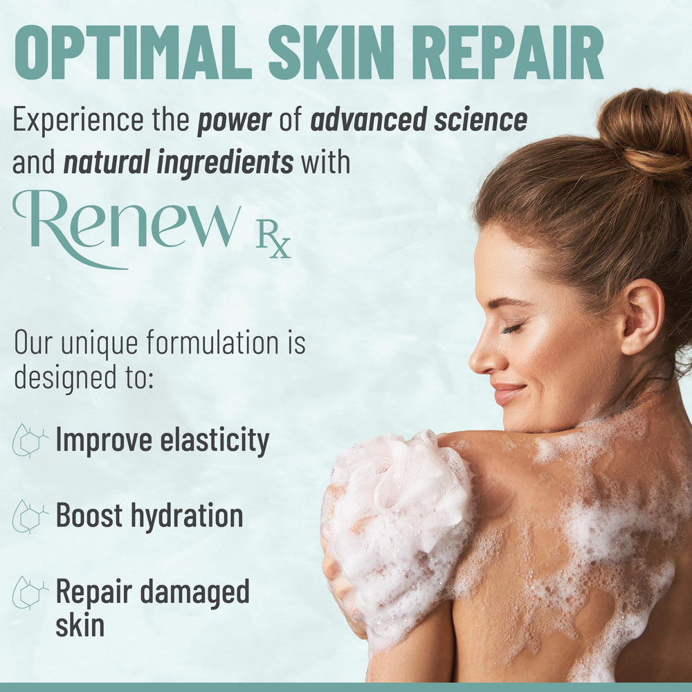 RENEW RX Collagen + Elastin Body Wash texture close-up shows silky hydration in action