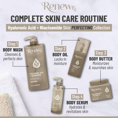 RENEW RX Body Wash lifestyle shot suggests a refreshing shower routine