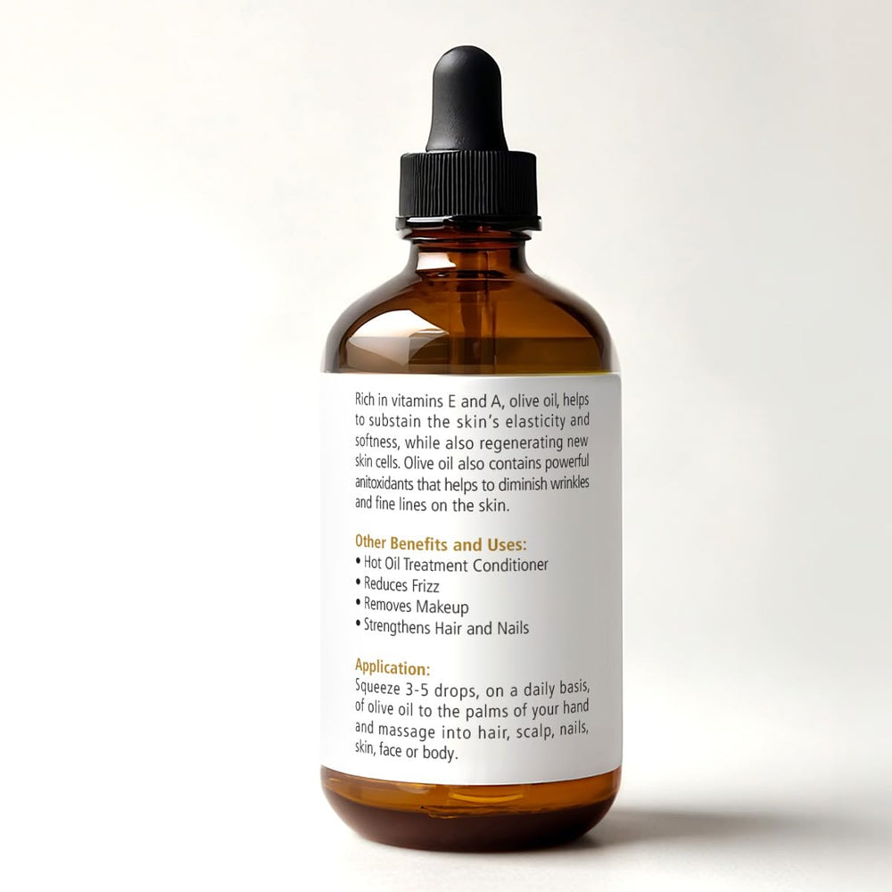 Renewalize olive oil dropper releasing oil for quick skin moisturization