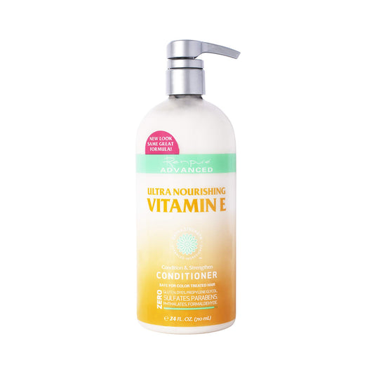 Renpure Advanced Vitamin E Conditioner bottle provides hydration and color-safe care.