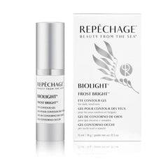 Repechage Biolight Frost Bright Eye Contour Gel tube closeup shows sleek texture for smooth application