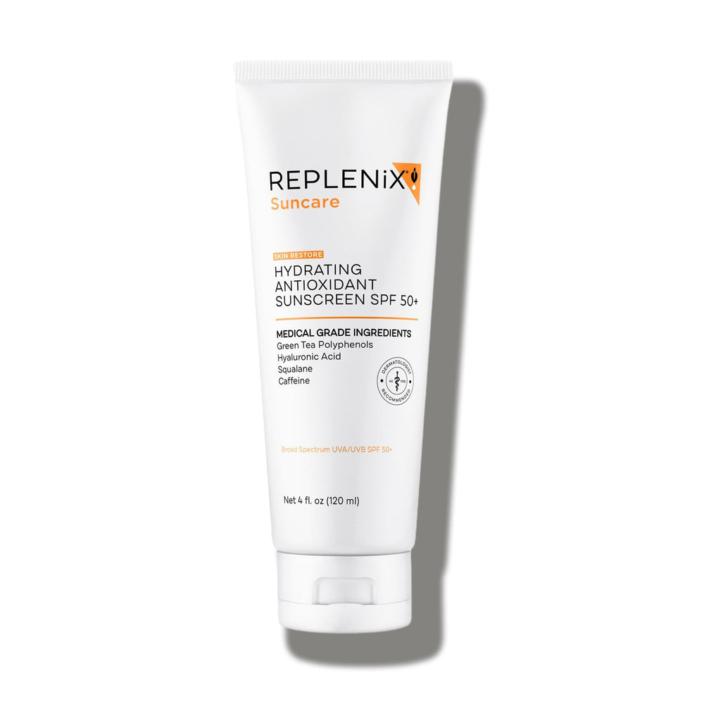 Replenix Antioxidant Hydrating Sunscreen bottle front view with broad-spectrum protection