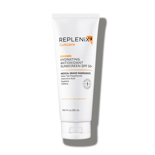 Replenix Antioxidant Hydrating Sunscreen bottle front view with broad-spectrum protection