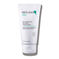 Replenix benzoyl peroxide spot-treatment bottle for targeted blemish care.