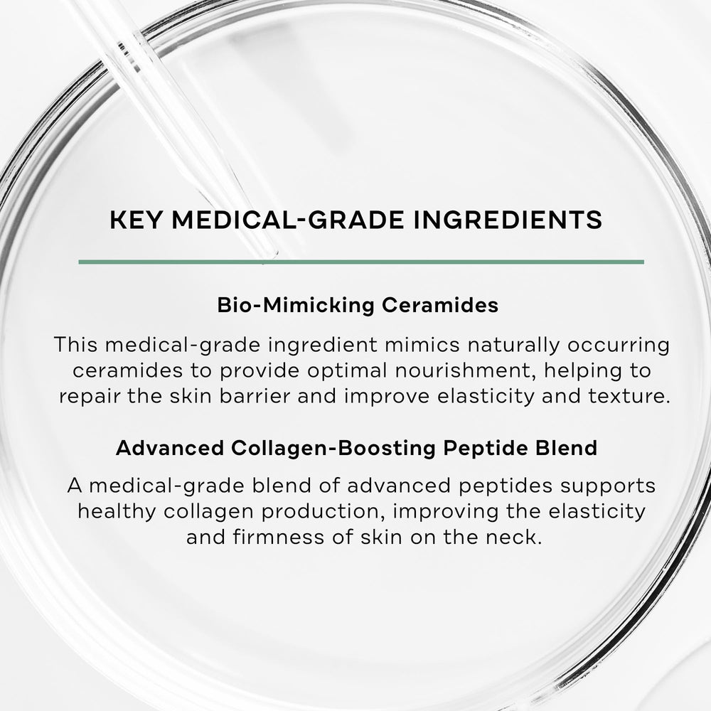 Replenix lifting-neck-cream decollete area close-up suggests improved elasticity.