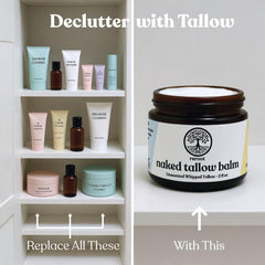 Naked Tallow Balm as a makeup remover to cleanse softly.