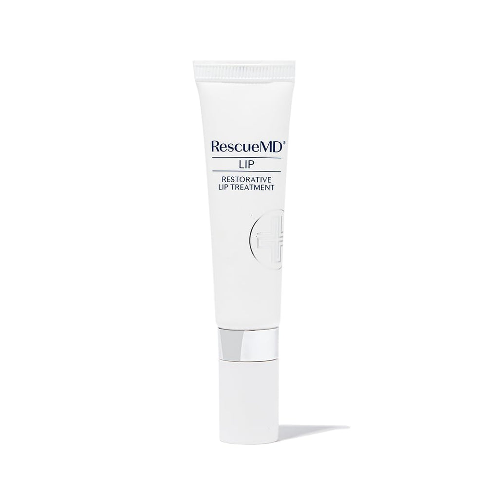 RescueMD Restorative Lip Treatment applied to lips for deep hydration and a fuller look