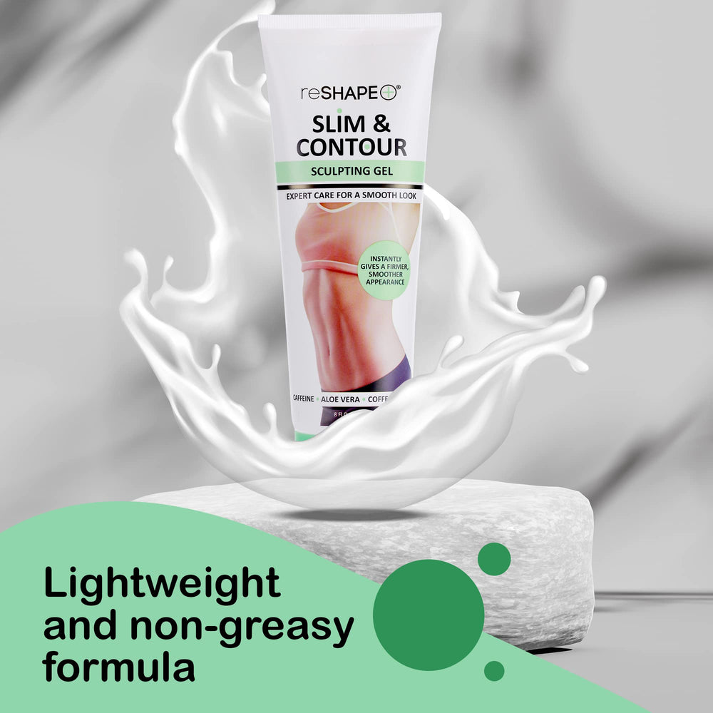 Reshape+ aloe-vera enriched gel close-up on skin.