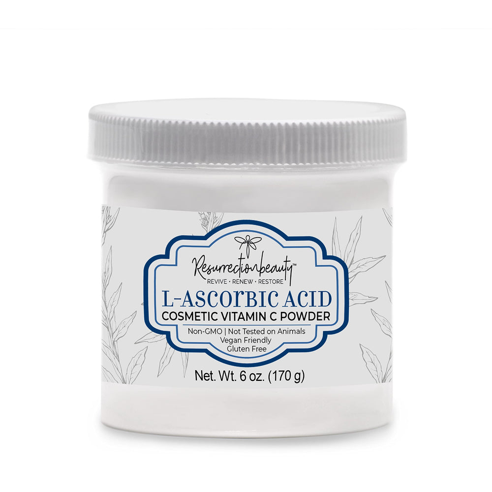 RESURRECTIONbeauty L-ascorbic acid powder shown as a DIY skincare base.