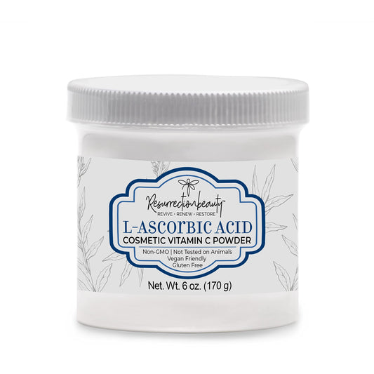 RESURRECTIONbeauty L-ascorbic acid powder shown as a DIY skincare base.