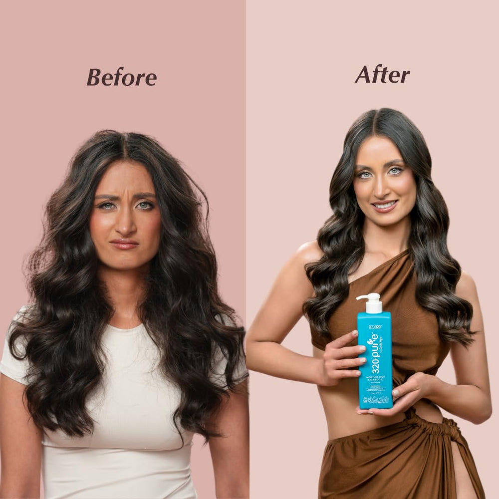Rev320 320Pure bathroom shelf image suggests daily care for sensitive scalps.