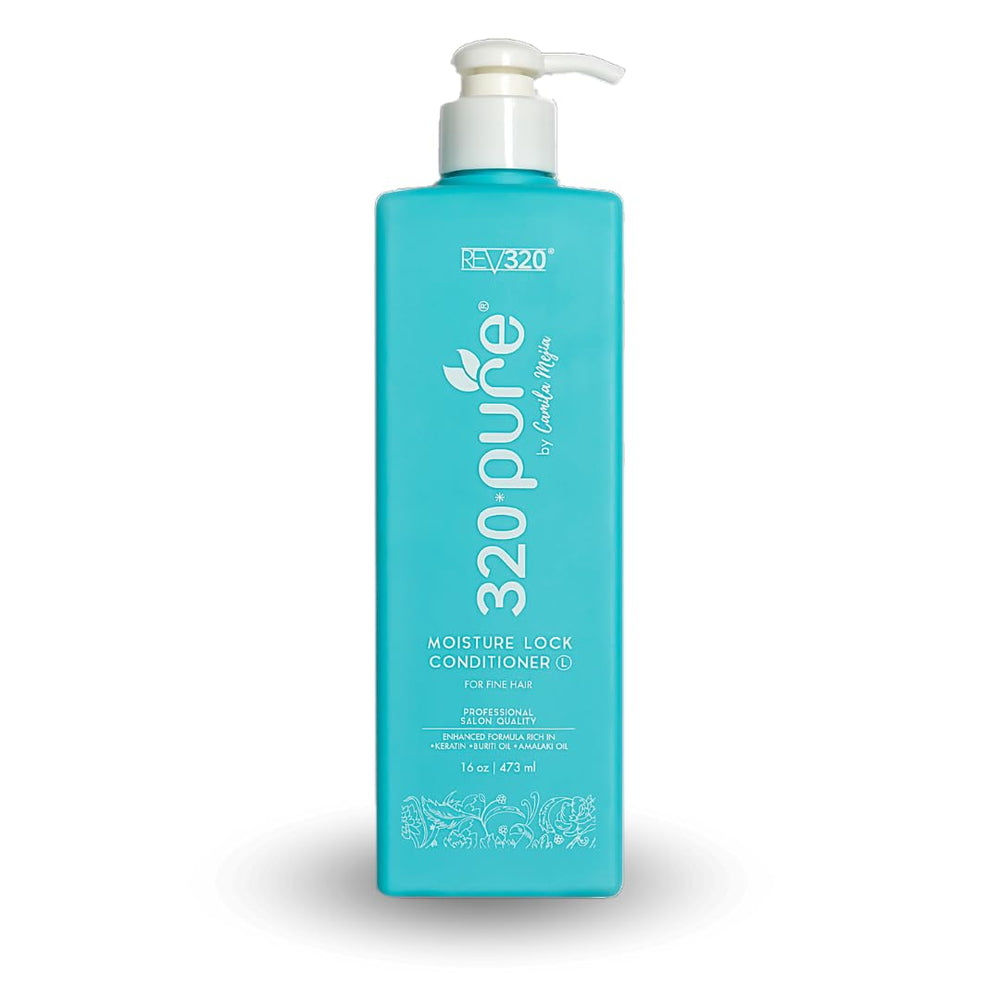 Rev320 320Pure Moisture Lock Conditioner bottle shown for lightweight hydration.