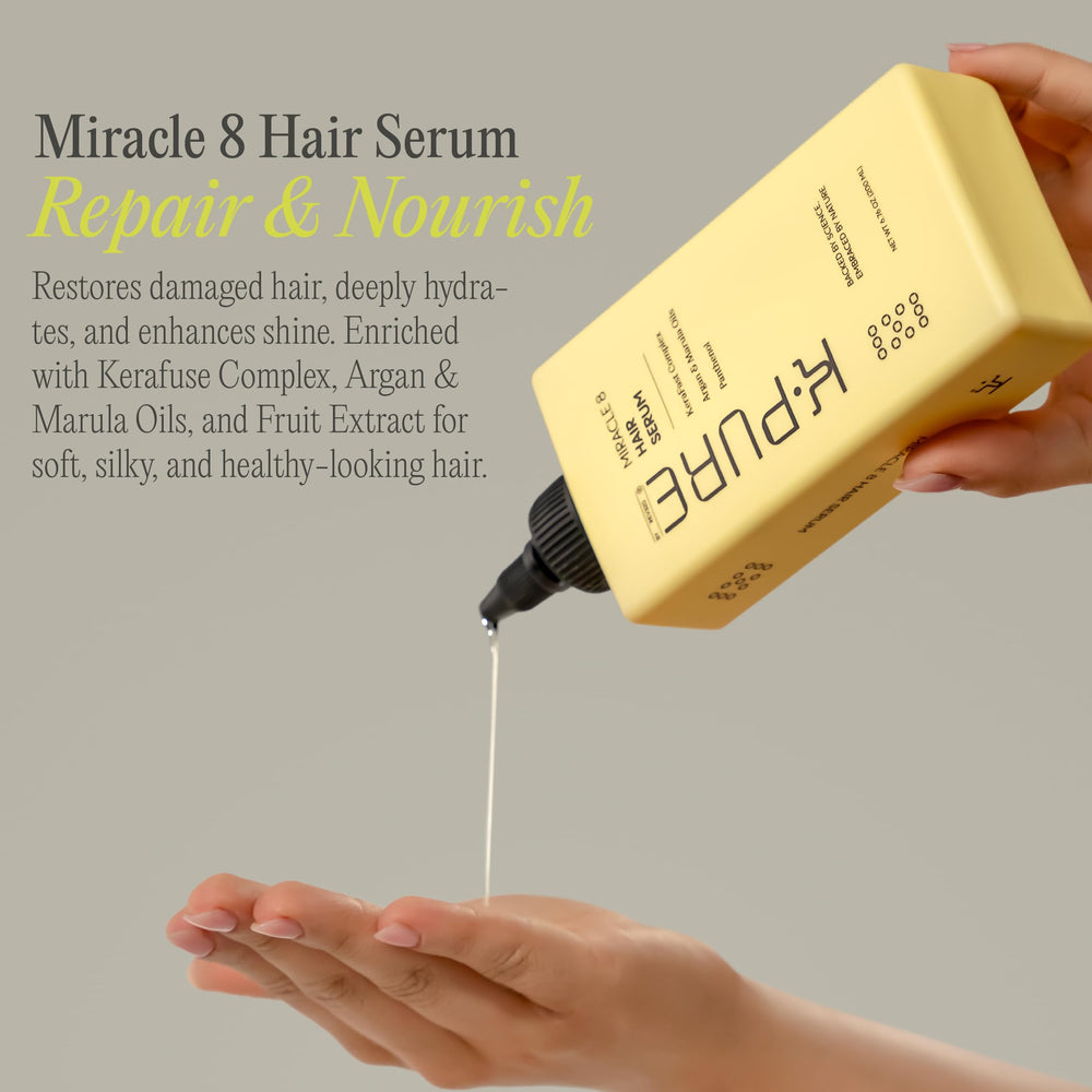 Before and after comparison of Rev320 Miracle 8 Serum shine.
