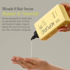 Before and after comparison of Rev320 Miracle 8 Serum shine.