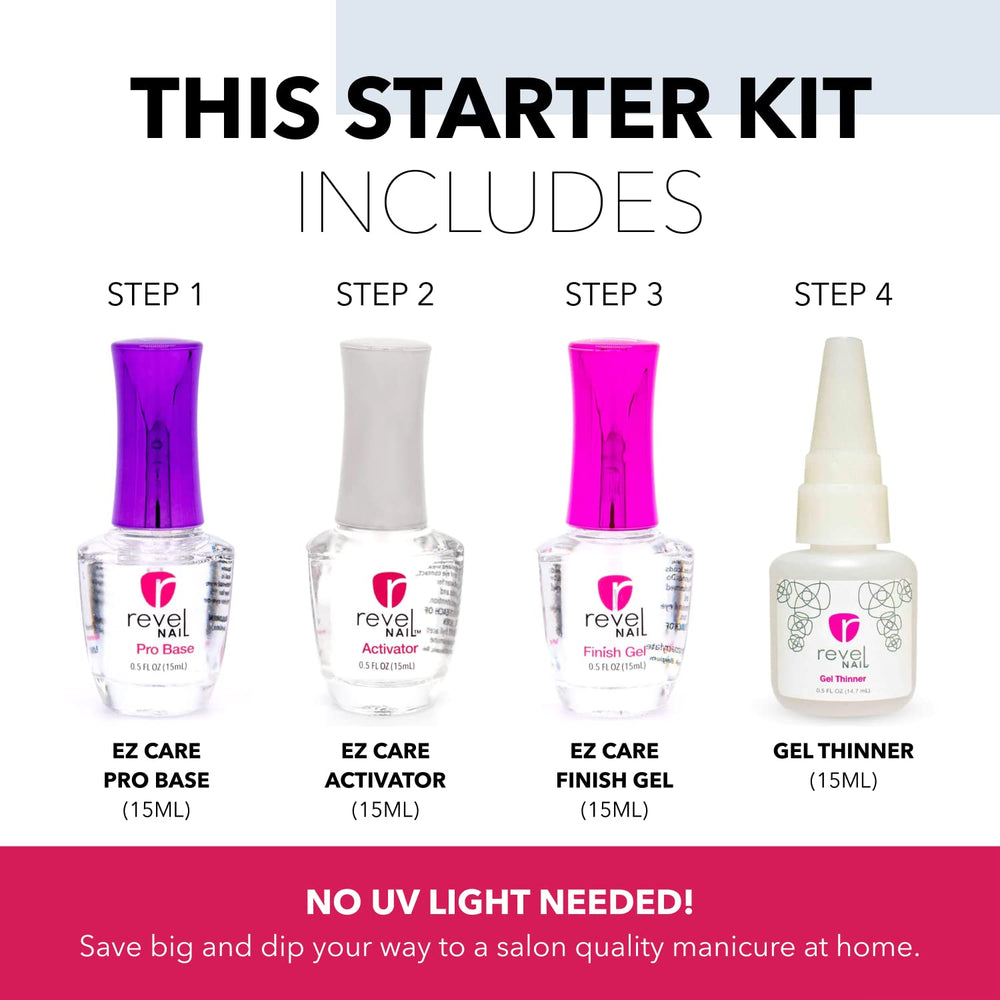 Revel Nail Dip Powder Starter Kit finish gel adds lasting shine