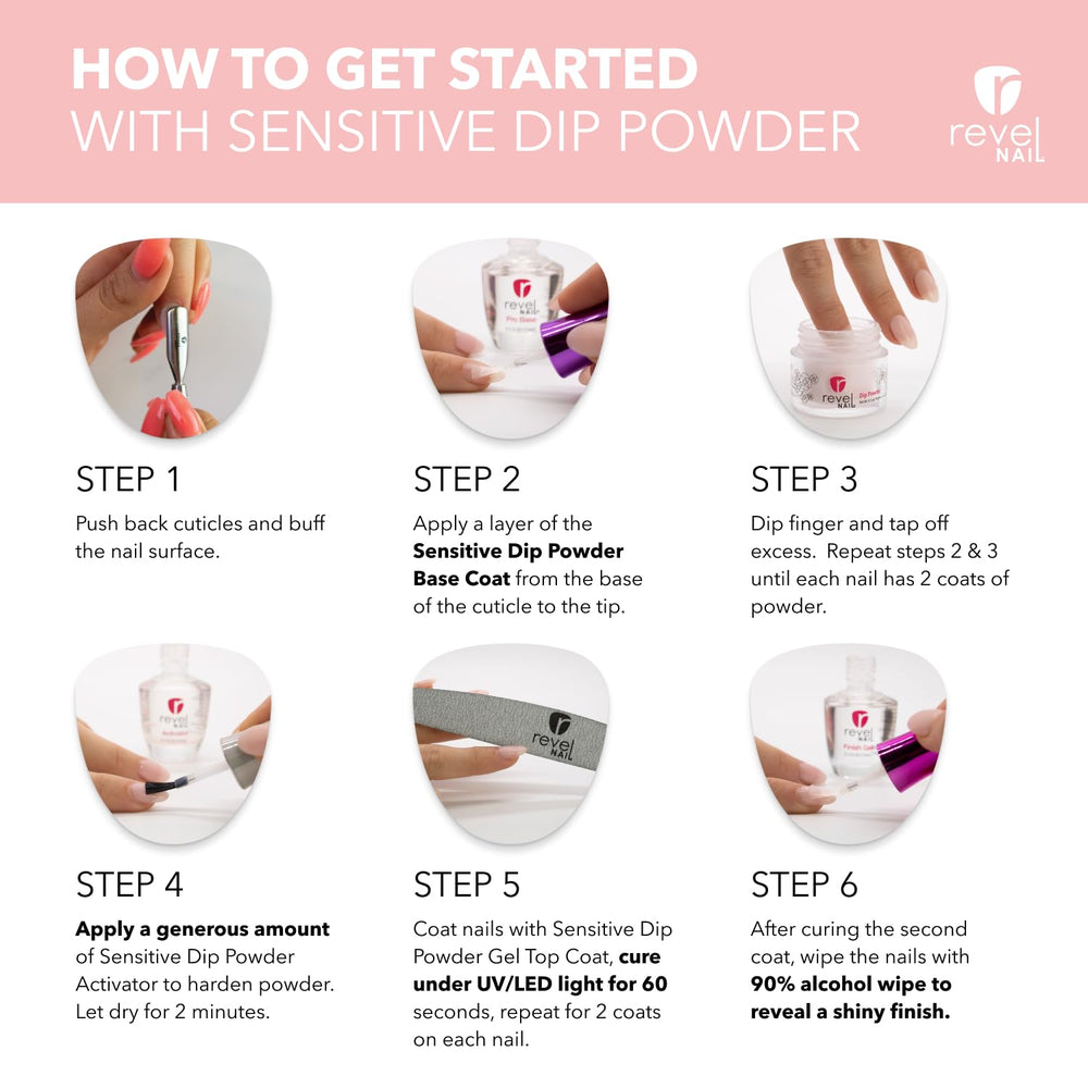 Revel Nail Sensitive Gel Top Coat delivers high shine in a HEMA-free formula.